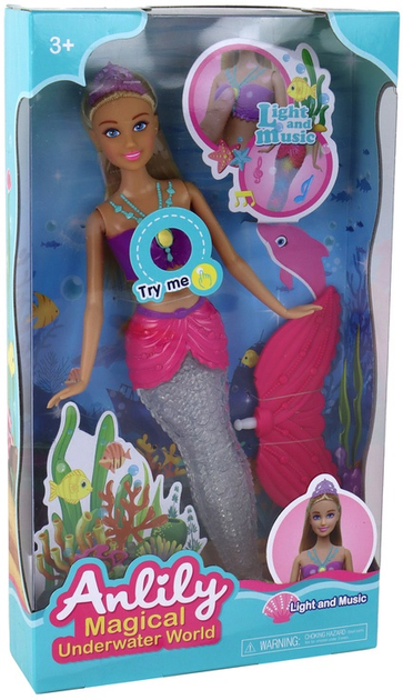 Lalka Lean Toys Anlily Syrena z efektami świetlnymi i dźwiękowymi 24 cm (5905679077597) - obraz 1