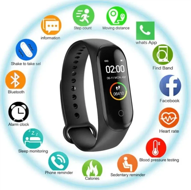 Фитнес браслет smart band m3 спортивный трекер шагомер пульсометр смарт часы Черный - изображение 6