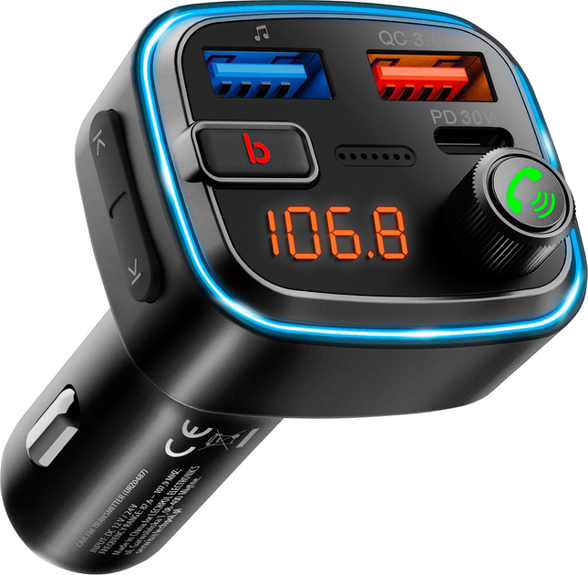 Transmiter FM Peiying URZ0487 Bluetooth 3x USB (5901890119177) - obraz 4