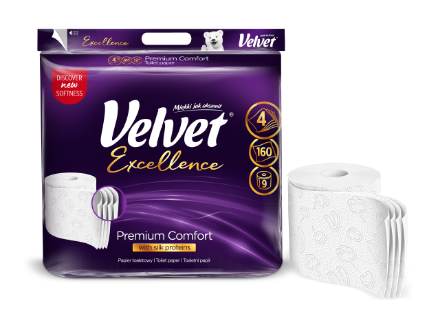 Туалетний папір Velvet Excellence Premium Comfort 9 рулонів 4-ох шаровий без аромату - зображення 3