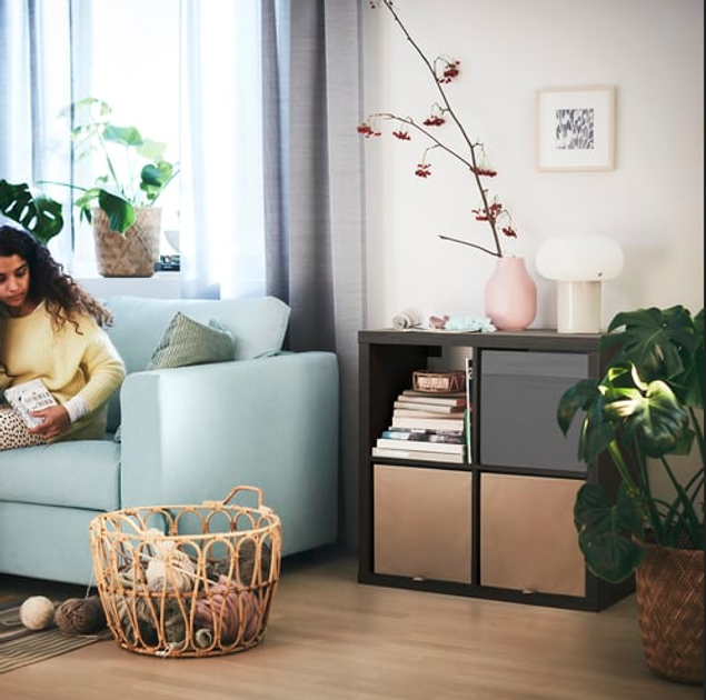 Стелаж IKEA KALLAX 77х77 см Чорно-коричневий (602.758.12) - зображення 2
