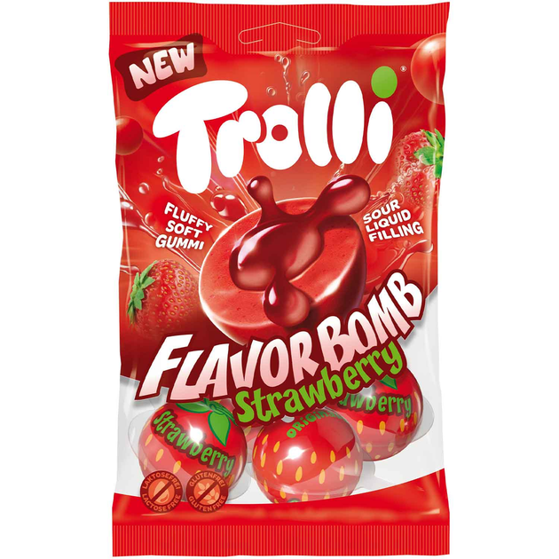 Жевательная конфета Trolli Flavor Bomb Strawbery Клубника 4 шт, 75г - Фото 1 Жевательная конфета Trolli Flavor Bomb Strawbery Клубника 4 шт, 75г - изображение 1