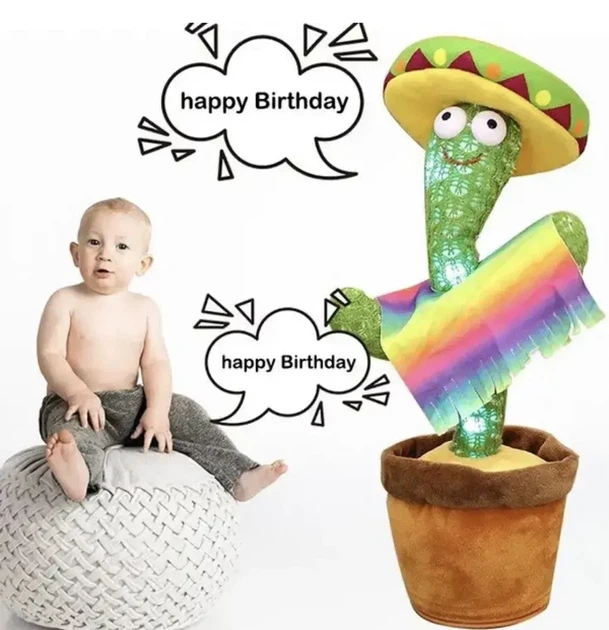 Танцующий кактус на батарейках 120 песен с подсветкой Dancing Cactus Зеленый - изображение 12