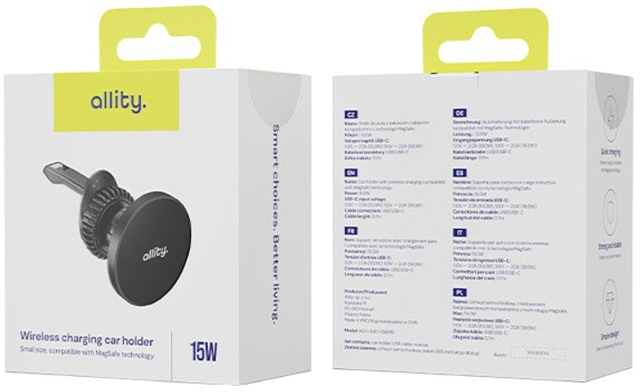 Uchwyt samochodowy na telefon Allity ACH-300 MagSafe 15W Black (5906667550573) - obraz 4