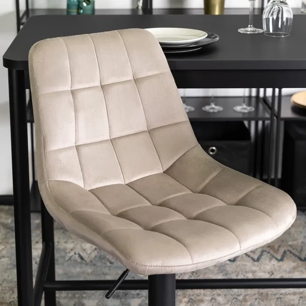 Барний стілець оксамитовий MEBEL ELITE ARCOS 2, Бежевий / чорний ME.ARCOS2/BZ/V/H - зображення 3