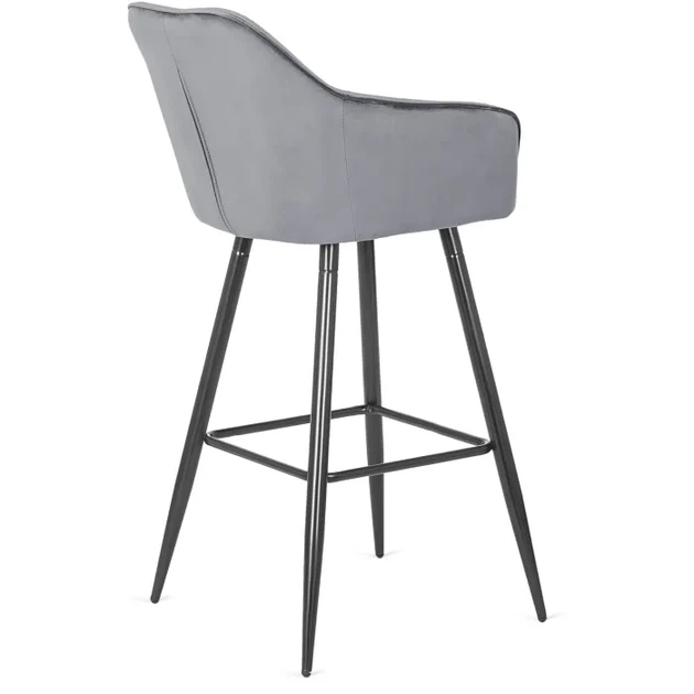 Барний стілець оксамитовий MEBEL ELITE SALEM, сірий, чорний ME.SALEM/P/CZ/V/H - зображення 9