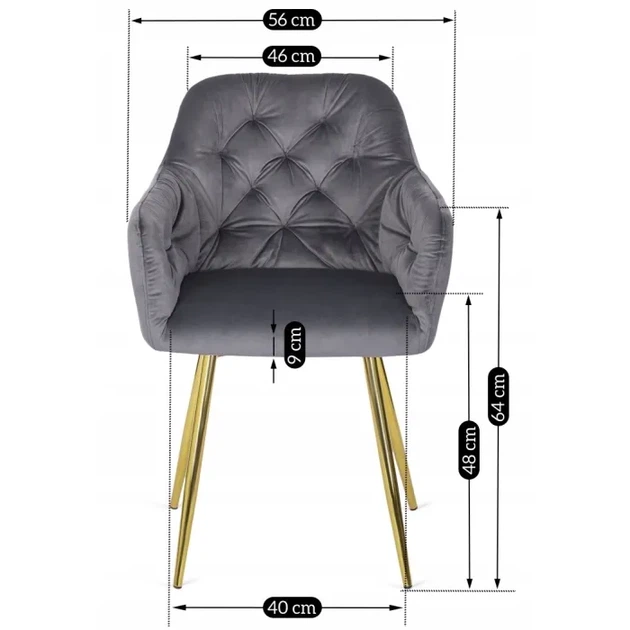 Стілець оксамитовий MEBEL ELITE RAYA, сірий, золотий ME.RAYA/P/ZL/V/K - зображення 9