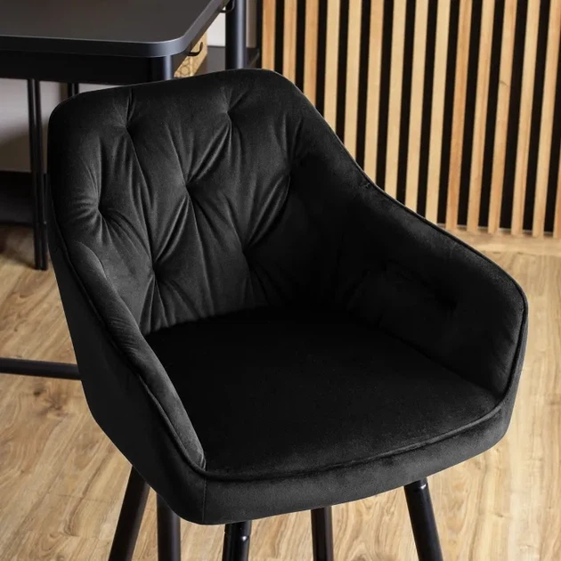 Барний стілець оксамитовий MEBEL ELITE SALEM, чорний, чорний ME.SALEM/CZ/CZ/V/H - зображення 5
