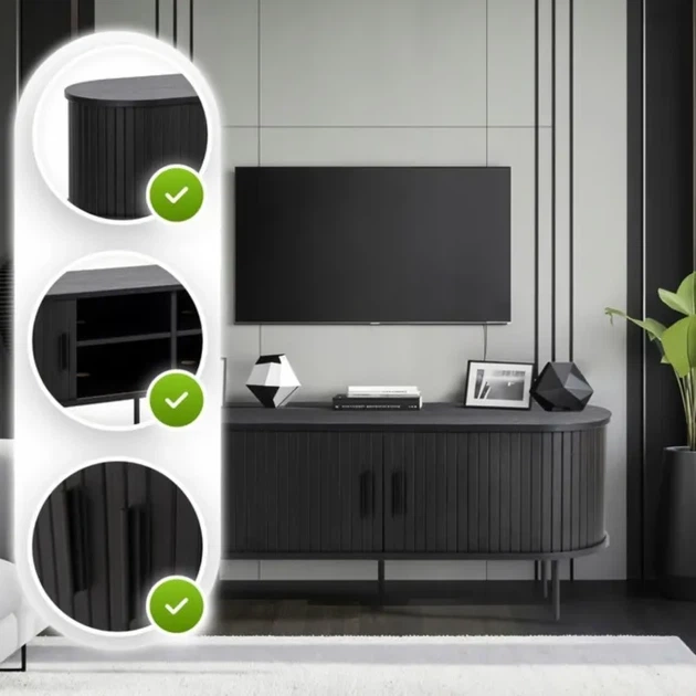 Тумба под телевизор MEBEL ELITE TRISH 120 см Черный ME.TRISH/CZ/RTV120 - изображение 3