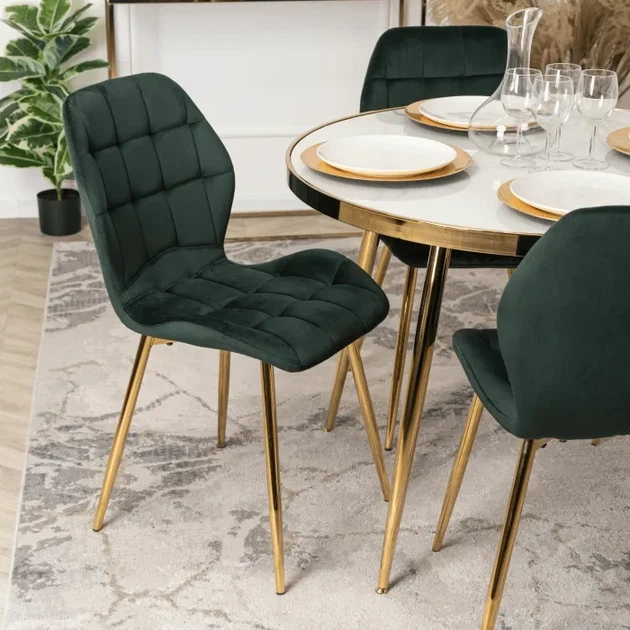 Стілець оксамитовий MEBEL ELITE LUCKY, Зелений / Золотий ME.LUCKY/Z/ZL/V/K - зображення 4