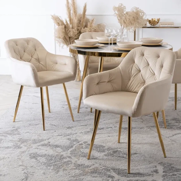 Стілець оксамитовий MEBEL ELITE RAYA, кремовий / золотий ME.RAYA/KR/ZL/V/K - зображення 5