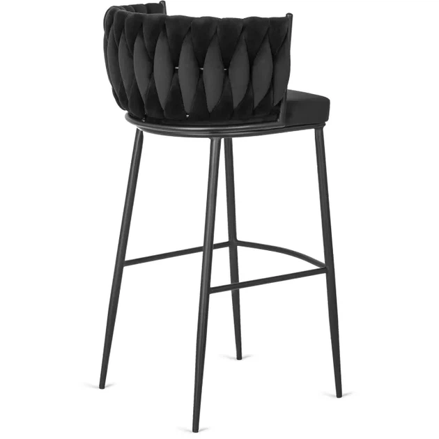 Барний стілець оксамитовий MEBEL ELITE FLORES, чорний / чорний ME.FLORES/CZ/CZ/V/H - зображення 10
