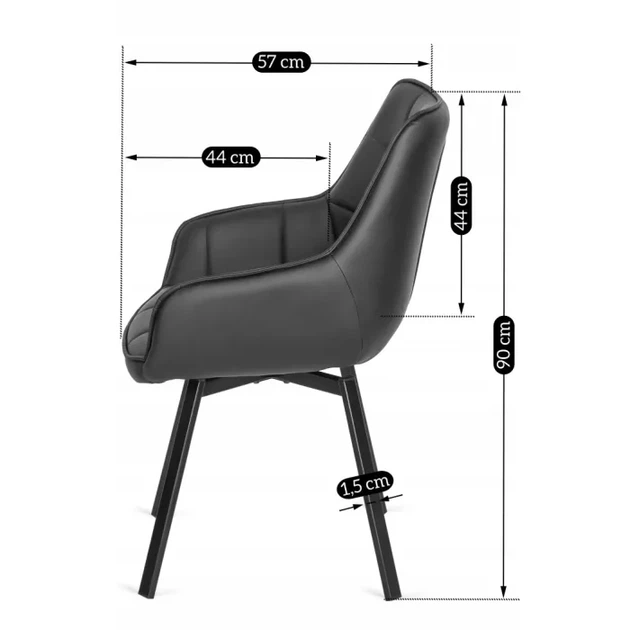 Стул поворотный MEBEL ELITE LUNA, Черный/экокожа ME.LUNA/CZ/E/K - изображение 7