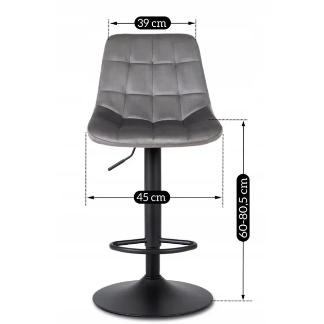 Барний стілець оксамитовий MEBEL ELITE ARCOS 2, Сірий / чорний ME.ARCOS2/P/V/H - зображення 10