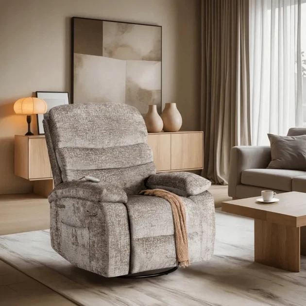 Розкладне масажне крісло MEBEL ELITE BRUCE, Бежевий / велюр ME.BRUCE/BZ/V/FW - зображення 3