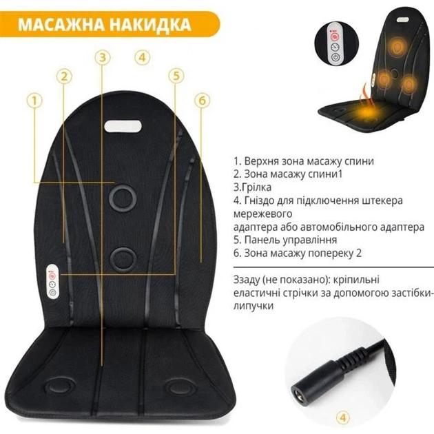 Массажная накидка на кресло Massage JB 100D 12 220V LY60 Массажер вибрационный на сиденье - изображение 3