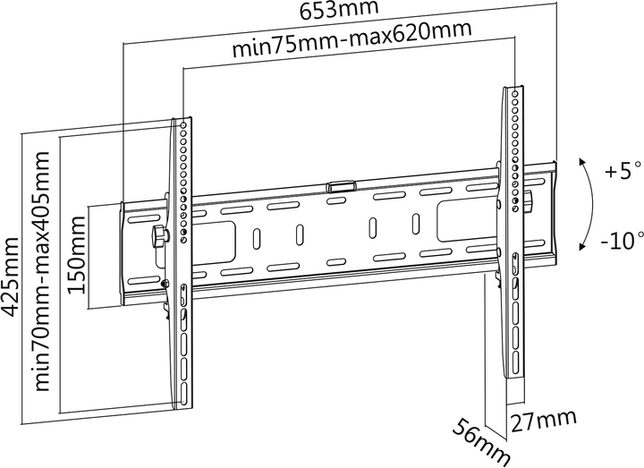 Uchwyt ścienny Cabletech UCH0186 37" - 70" (5901890007511) - obraz 3
