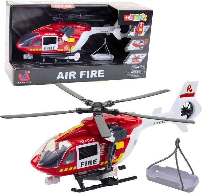 Іграшка LEAN Toys Пожежний вертоліт з гаком і носилками а також зі світлом і звуками 1:14 21463 (5905991038597) - зображення 2