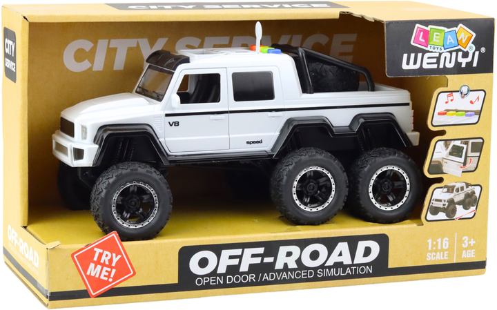Іграшка LEAN Toys Позашляховик з фрикційним приводом світлом і звуками 6 x 6 1:16 Білий перламутровий 22974 (5905991053231) - зображення 1