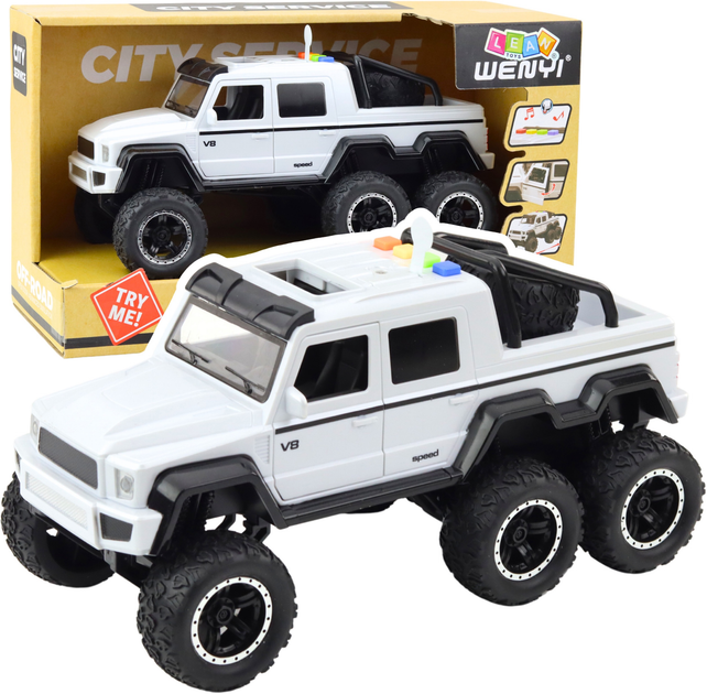 Іграшка LEAN Toys Позашляховик з фрикційним приводом світлом і звуками 6 x 6 1:16 Білий перламутровий 22974 (5905991053231) - зображення 2