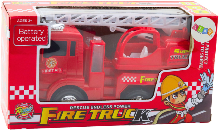 Wóz strażacki LEAN Toys Straż pożarna z ruchomą drabiną oraz światłami i dźwiękami 24788 (5905991058380) - obraz 1