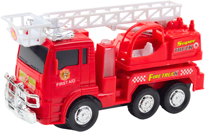 Wóz strażacki LEAN Toys Straż pożarna z ruchomą drabiną oraz światłami i dźwiękami 24788 (5905991058380) - obraz 3