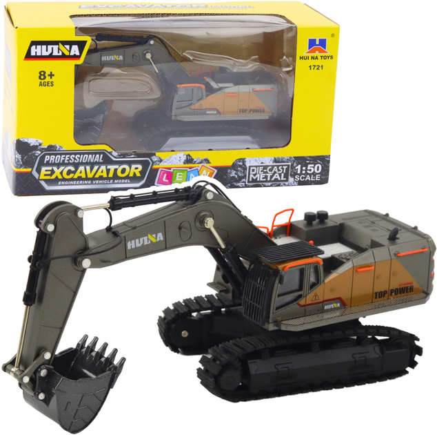 Zabawka Huina Koparka gąsienicowa metalowa z ruchomą łyżką 1:50 Czarna 22759 (5905991051084) - obraz 2