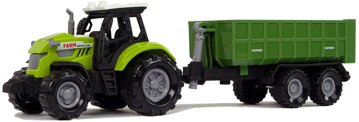 Іграшка LEAN Toys Ферма Трактор з від'ємним причепом зі звуком Зелений 11111 (5905214974091) - зображення 3