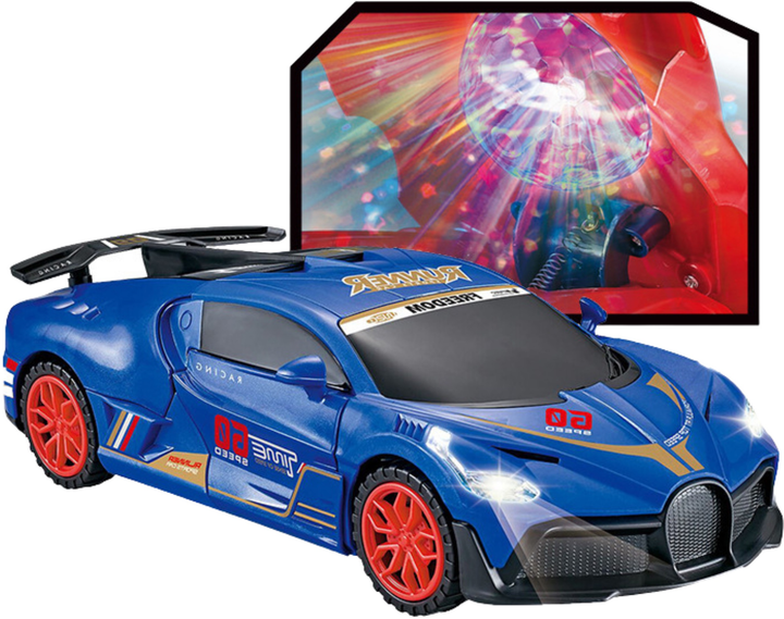 Zabawka LEAN Toys Auto sportowe z czujnikiem przeszkód i kulą LED obrotem 360° ze światłami i dźwiękiem Niebieskie 24771 (5905991058212) - obraz 3
