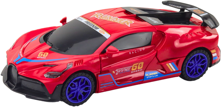 Zabawka LEAN Toys Auto sportowe z czujnikiem przeszkód i kulą LED obrotem 360° ze światłami i dźwiękiem Czerwone 24770 (5905991058205) - obraz 3