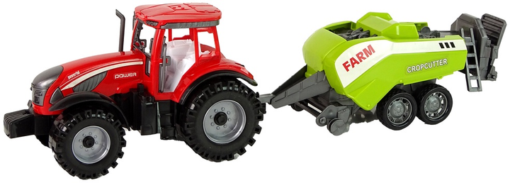 Zabawka LEAN Toys Ciągnik rolniczy z siewnikiem z napędem frykcyjnym Czerwono-zielony 14838 (5905515353038) - obraz 3