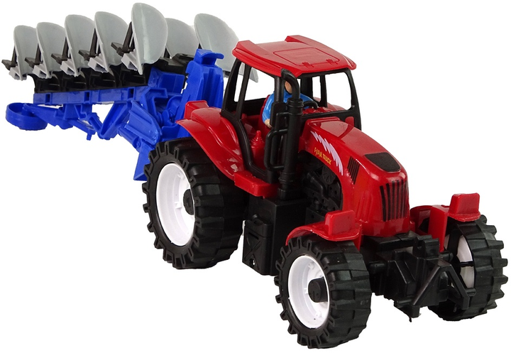 Zabawka LEAN Toys Farma Traktor z pługiem Czerwony 14851 (5905515353168) - obraz 4