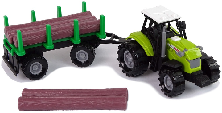 Zabawka LEAN Toys Farma Traktor z przyczepą na bele drewna z dźwiękiem Zielony 11113 (5905214974114) - obraz 4