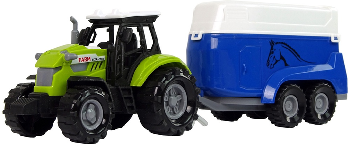 Zabawka LEAN Toys Farma Traktor z przyczepką dla konia z dźwiękiem Zielony 11107 (5905515354028) - obraz 3