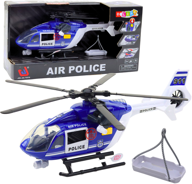 Zabawka LEAN Toys Helikopter policyjny z hakiem noszami oraz ze światłami i dźwiękami 1:14 21465 (5905991038610) - obraz 2