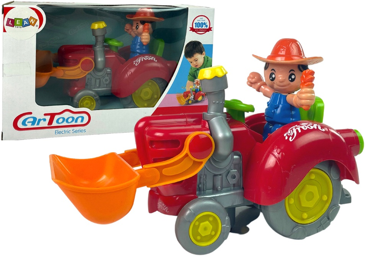 Zabawka LEAN Toys Interaktywny traktor koparka na baterie z muzyką i światłami 12089 (5904665997956) - obraz 2