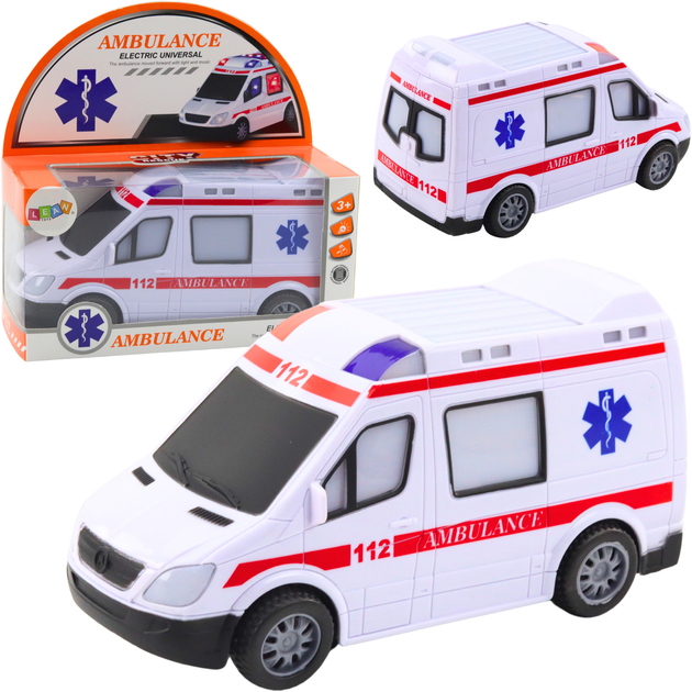 Іграшка LEAN Toys Карета швидкої допомоги на батарейках зі світлом та звуками Біла 24776 (5905991058267) - зображення 2