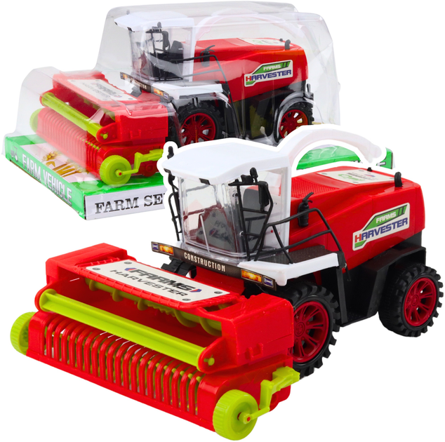 Zabawka LEAN Toys Kombajn rolniczy farmerski z hederem i napędem Czerwony 25001 (5905991060512) - obraz 2