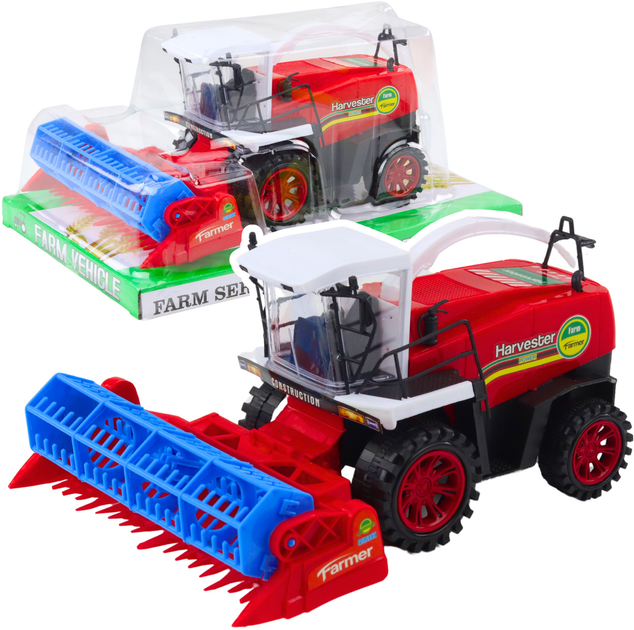 Zabawka LEAN Toys Kombajn zbożowy farmerski rolniczy z hederem napędem Czerwony 24797 (5905991058472) - obraz 2