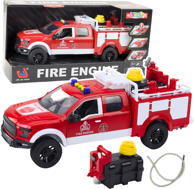 Zabawka LEAN Toys Samochód strażacki gaśniczy z wodą oraz ze światłami i dźwiękami 1:12 Biało-czerwony 24714 (5905991057642) - obraz 2