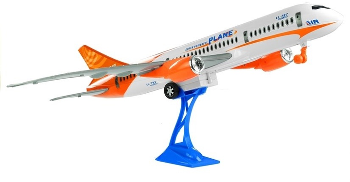 Zabawka LEAN Toys Samolot pasażerski z napędem z podstawką 65 cm Biały 3581 (5902808156819) - obraz 3
