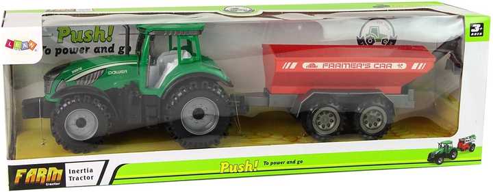 Zabawka LEAN Toys Traktor z przyczepą z napędem frykcyjnym Zielono-czerwony 14834 (5905515352994) - obraz 1