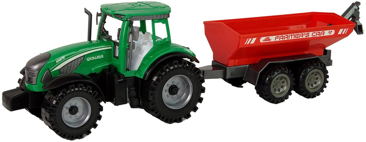 Zabawka LEAN Toys Traktor z przyczepą z napędem frykcyjnym Zielono-czerwony 14834 (5905515352994) - obraz 3