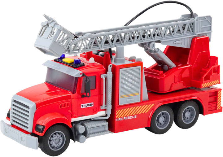 Zabawka LEAN Toys Wóz strażacki z drabiną wysięgnikiem napędem wodą światłami i dźwiękami 24691 (5905991060413) - obraz 3