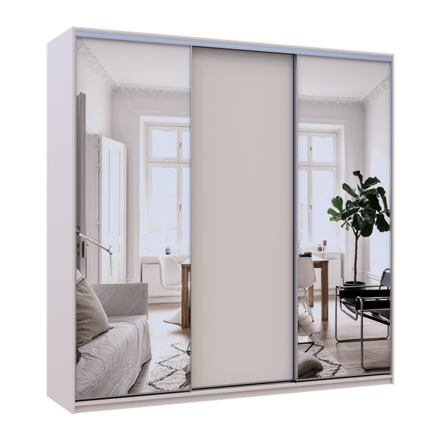 Шкаф купе Doros Сити Лайт Кашемир 1 ДСП / 2 зеркала 225х60х225 (80736380) - изображение 3