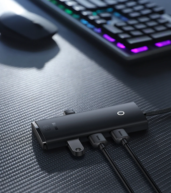 USB-Хаб Baseus Lite Series 4 in 1 (USB-A to USB 3.0*4) 1m Black - зображення 7