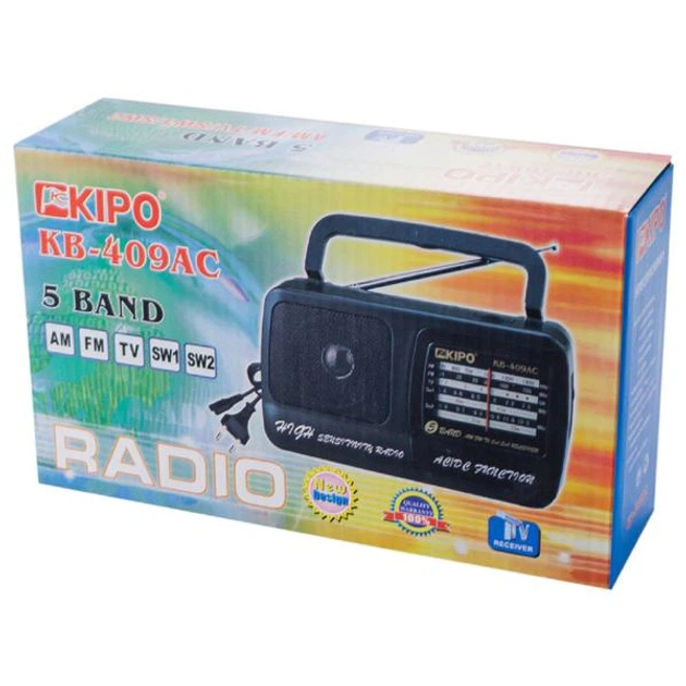 Радіоприймач всехвильовий FM 64-108 МГц, AM, SW від мережі 220V та батарейок 2*R20 радіо фм приймач Kipo KB 409 AC - Фото 6 Радіоприймач всехвильовий FM 64-108 МГц, AM, SW від мережі 220V та батарейок 2*R20 радіо фм приймач Kipo KB 409 AC - зображення 6