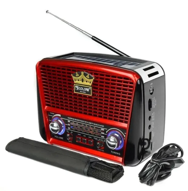 Портативний багатофункціональний радіоприймач GOLON RX-455S з USB, SD радіо з акумулятором і сонячною панеллю - изображение 2