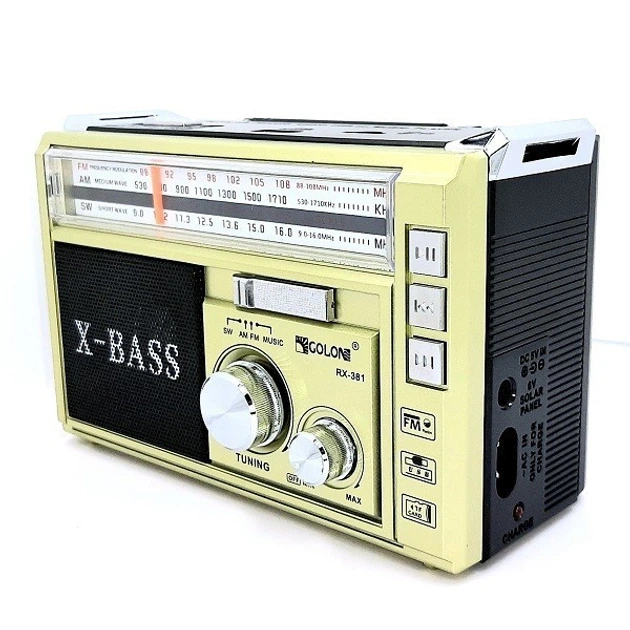 Портативний акумуляторний радіоприймач Golon RX-381 FM, USB, MicroSD Жовтий (RX381) - изображение 5