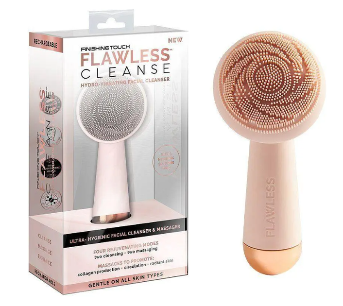Щетка для лица Finishing Touch Flawless Cleanse силиконовая массажная с аккумулятором и 4 режимами работы для глубокого очищения кожи и эффективного удаления макияжа с водонепроницаемым корпусом для ухода за лицом и массажа - изображение 2